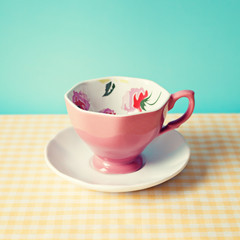 Vintage pink tea cup