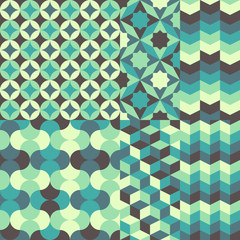 set of abstract retro geometric pattern