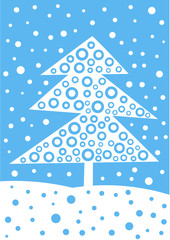 color vector christmas tree and snowfall