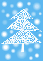 vector background with winter tree and snow