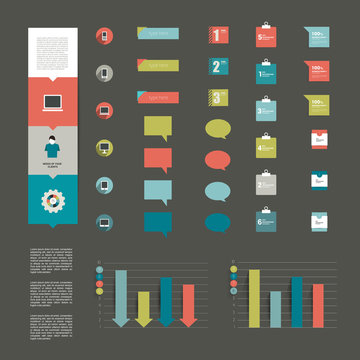 Collection of modern flat infographic elements. Vector.