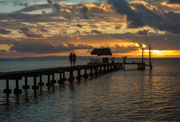 Fototapeta premium Pier on a tropical island, holiday landscape