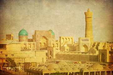 Vintage image of Bukhara, Uzbekistan.
