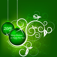 Christmas and New Year green background, flower pattern