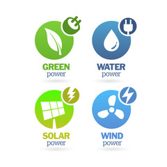 Green - Ecology - Power - Renewable icon set