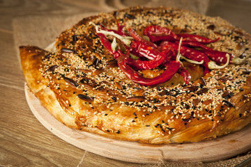 meat and cheese stuffed filo dough borek served kol boregi