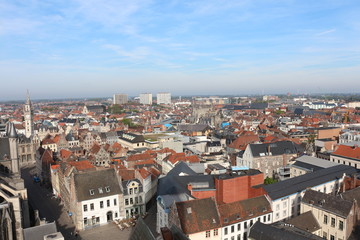 Fototapeta na wymiar View of Ghent, Belgium from Belfry