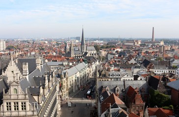 Fototapeta na wymiar View of Ghent, Belgium from Belfry