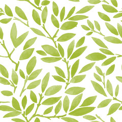 watercolor seamless pattern with leafs and branches