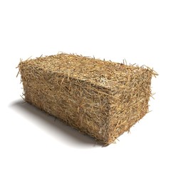 3d illustration of a hay bale rectangle - obrazy, fototapety, plakaty
