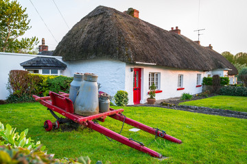 Irish traditional cottage houses in Adare village