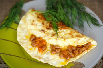 fresh morning egg omelet with beans