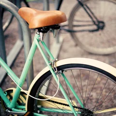 Papier peint photo autocollant rond Vélo Vélo turquoise vintage