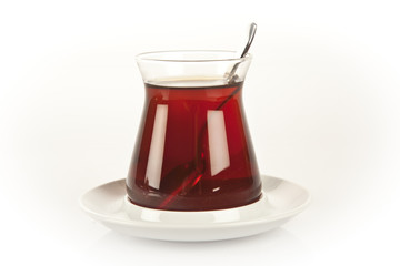 glass of Turkish tea, isolated on white