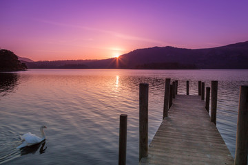 Fototapeta premium Derwent Water sunrise, Keswick, Cumbria, England