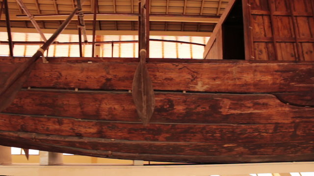 Khufu ship. Full-size vessel from Ancient Egypt