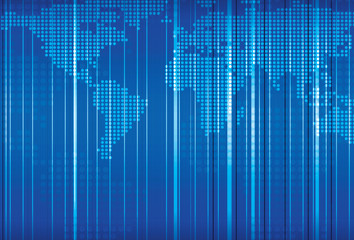 Striped Blue World Map Vector Background