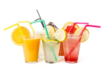 Fresh juices in glasses