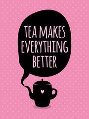 Obrazy  Kartka z życzeniami. Literowanie. Kocham herbatę.