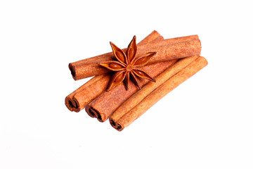 Cloves, anise and cinnamon isolated on white background