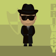 Drawing of the male of spy agent in style of the animated film