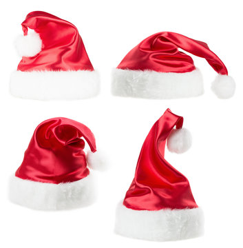 set of Santa Claus hat  isolated on the white background