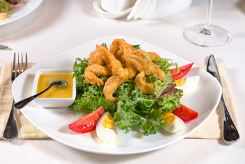 Delicious fried calamari appetizer