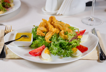 Delicious fried calamari appetizer