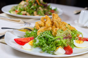 Delicious fried calamari appetizer