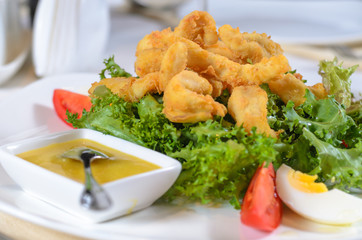 Battered deep fried calamari
