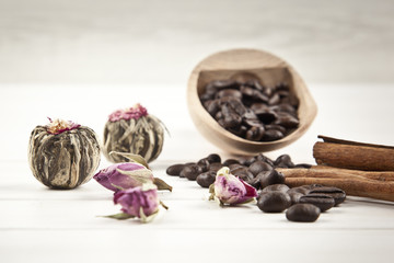 Coffee tea cinnamon concept