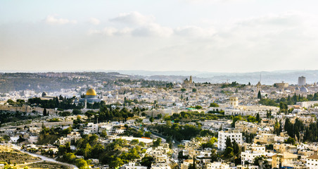 Panorama of the old city from the Mount of olives, Jerusalem Isr