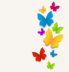 Spring card with butterflies, colorful composition