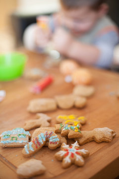 Family Working On gingerbread