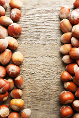 Hazelnuts  on wooden background
