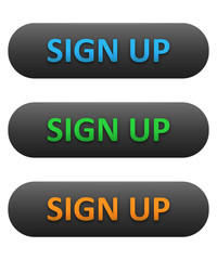 SIGN UP Web Buttons Set (blue orange green subscribe)