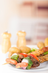 skewers shish kebab sticks grilled meat chicken