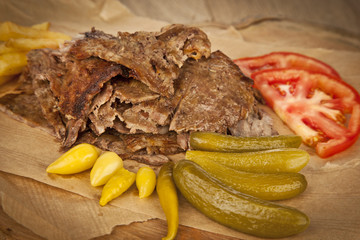 delicious turkish doner kebab grilled meat