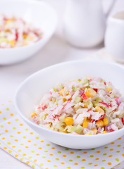 Fresh vegetable salad with mayonnaise