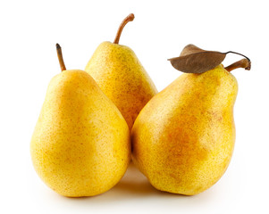 Three ripe yellow pears