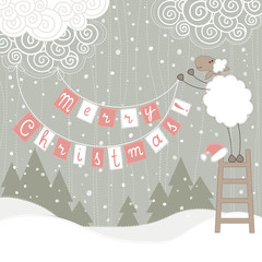 Greeting card with sheep