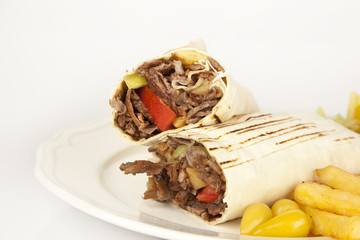 delicious turkish doner kebab grilled meat