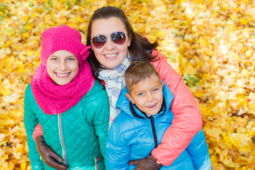 Family relaxing in park
