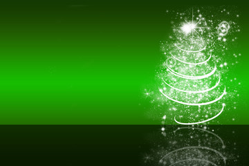 Karte für Weihnachten, grün, Spiegelung, Vignette