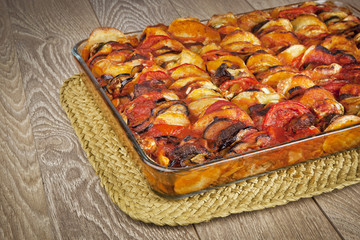 Ratatouille in a glass pan