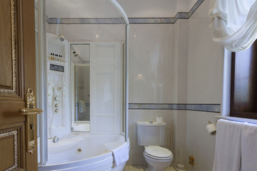 Luxury bathroom with marble tiles 