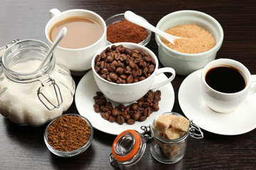 Fresh coffee with several ingredients