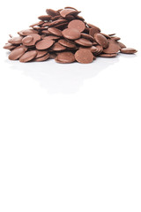 Chocolate button over white background