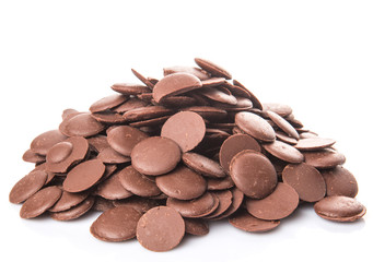 Chocolate button over white background