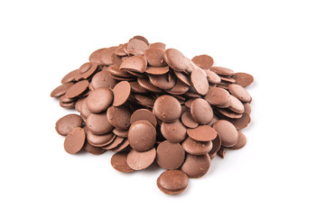 Chocolate button over white background